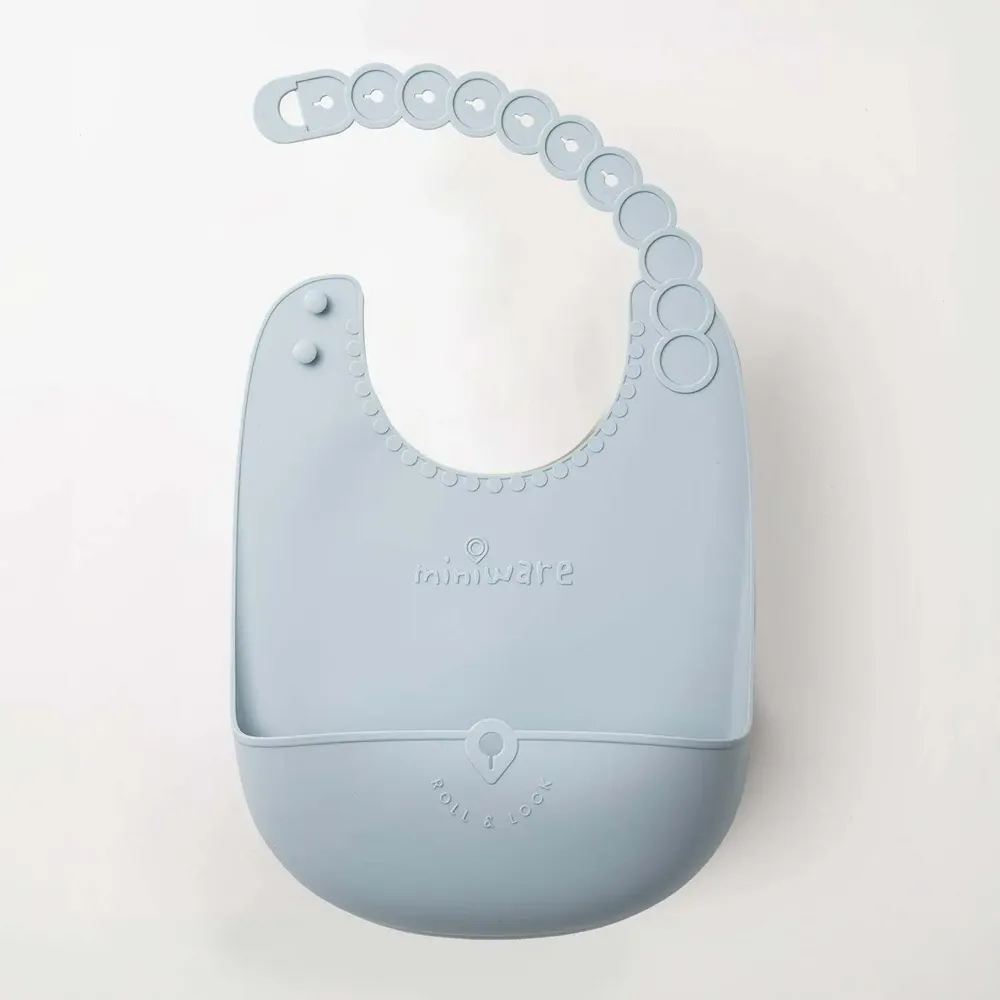 Repas pour enfant - Bavoir en silicone Roll & Lock – Chicorée - MINIWARE AB