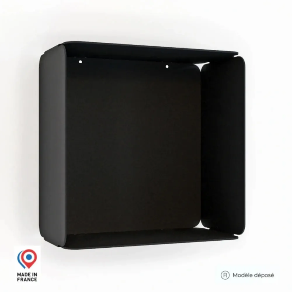 Etagères - ÉTAGÈRE CUBE MURALE EN ACIER AVEC FOND AMÉTHYSTE - DECO-GEM
