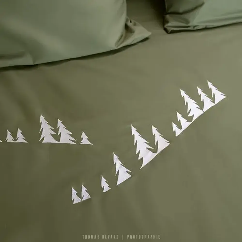 Linge de lit - Housse de couette montagne sapins vert - VAGABONDE INTERNATIONAL