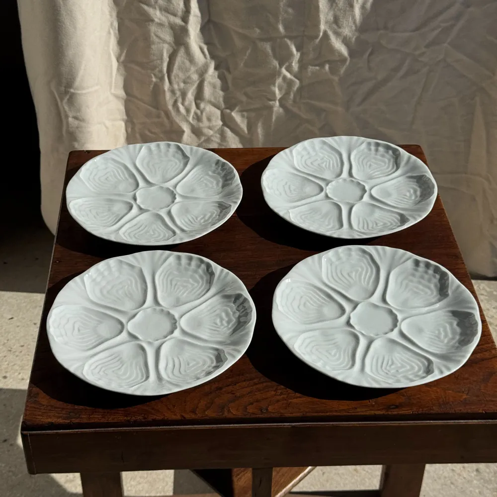 Assiettes de réception - Lot de 4 assiettes à huîtres Limoges France D25 - OFFICE OBJETS