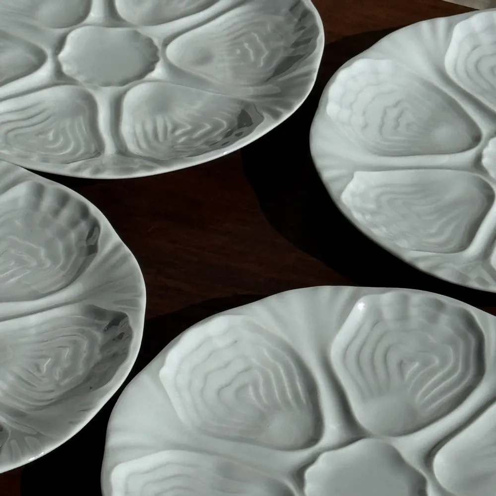 Assiettes de réception - Lot de 4 assiettes à huîtres Limoges France D25 - OFFICE OBJETS
