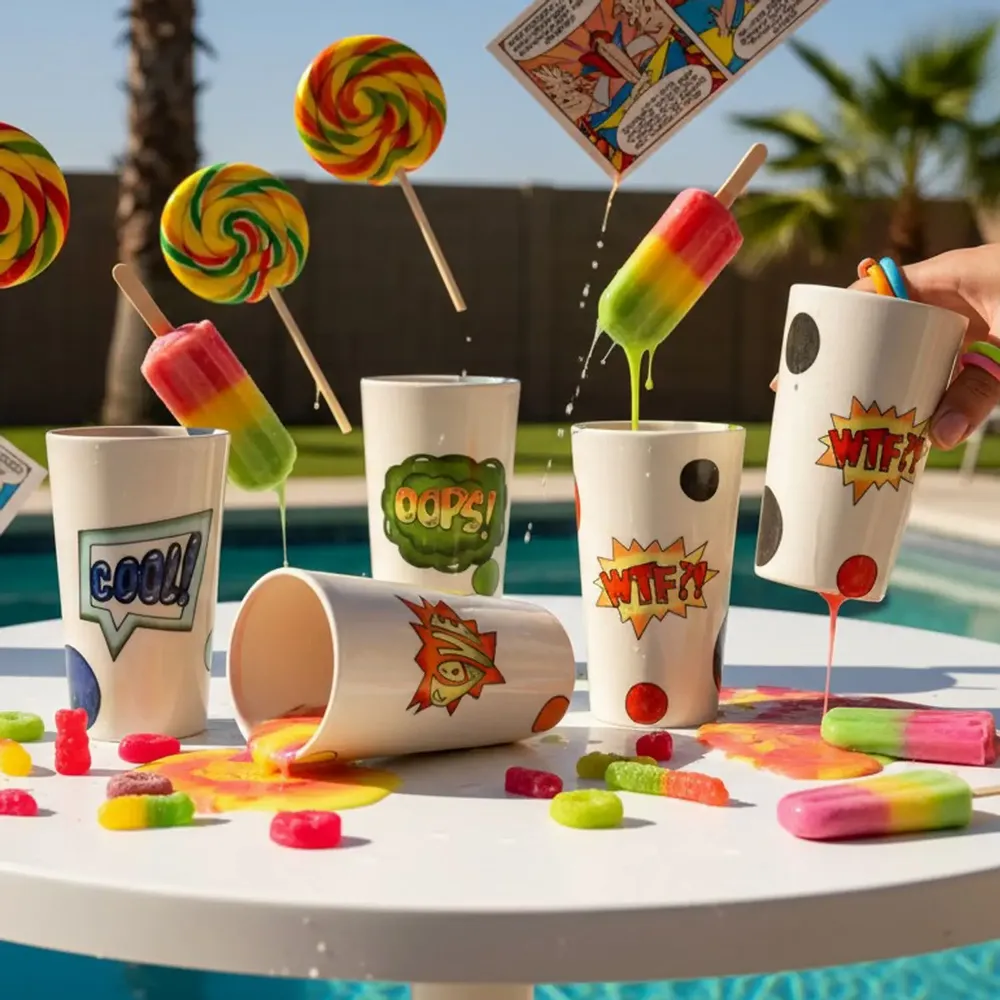 Mugs - PopArt Tumbler Set – Set of 4 - LALI DESIGN STUDIO