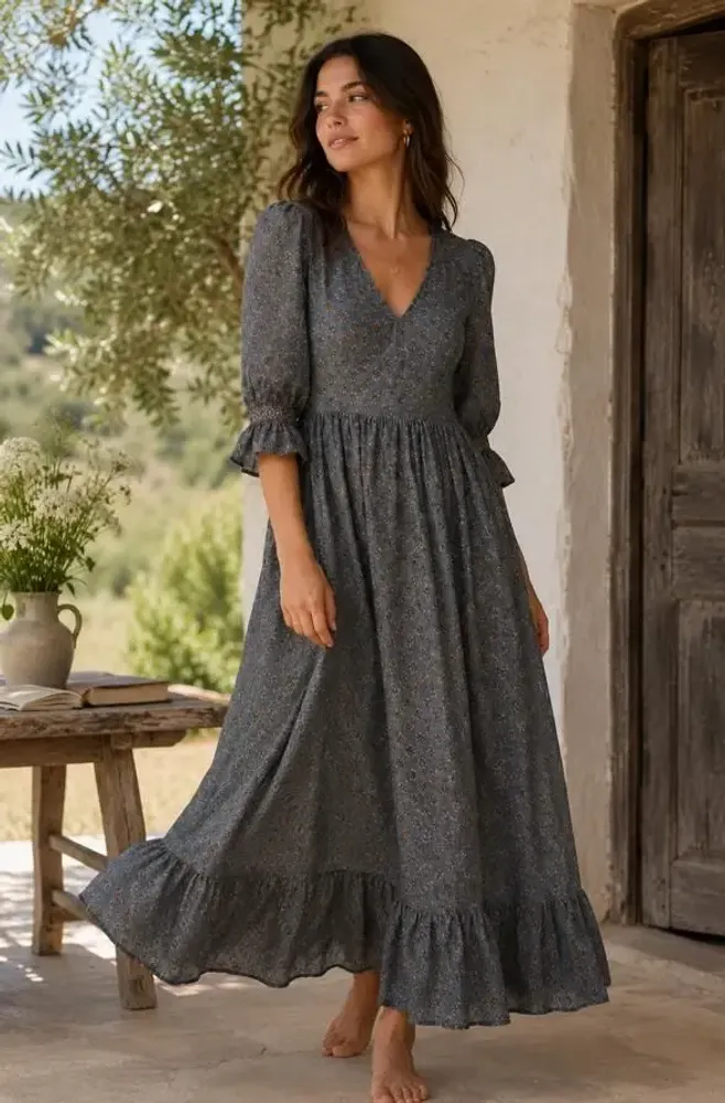 Prêt-à-porter - Robe longue à ourlet volanté - I WAS A SARI