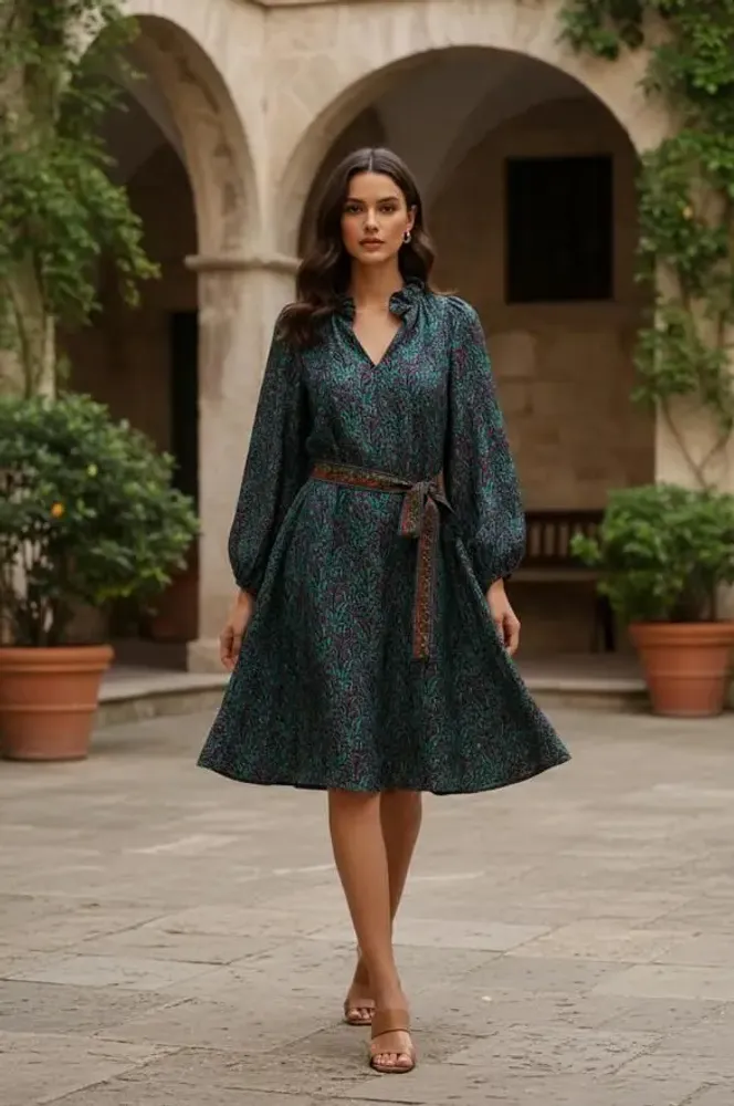 Prêt-à-porter - Robe swing avec ceinture - I WAS A SARI
