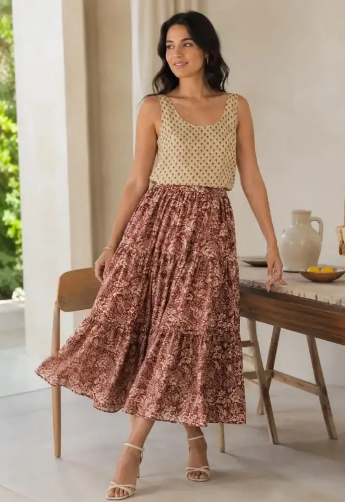 Apparel - Midi tiered skirt - I WAS A SARI