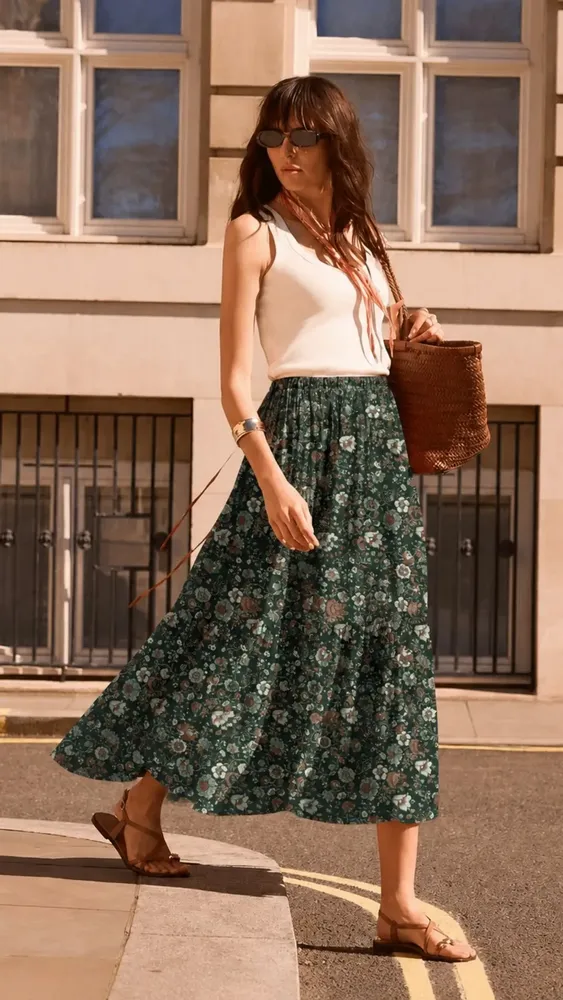 Apparel - Midi tiered skirt - I WAS A SARI