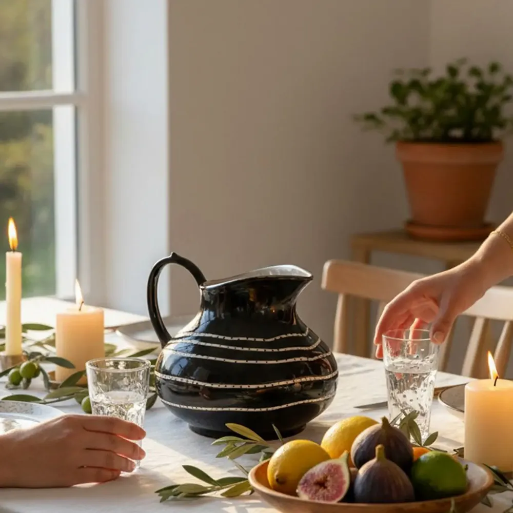 Carafes - Aura Black Pitcher - LALI DESIGN STUDIO