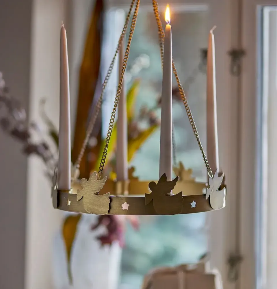 Candlesticks and candle holders - Elmir Advent Candle Holder, Gold, Metal  - BLOOMINGVILLE MULTIBRAND HOUSE