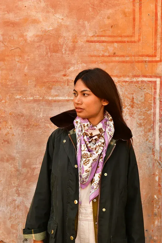 Foulards et écharpes - Grand Foulard en blockprint indien - BYZANTINE