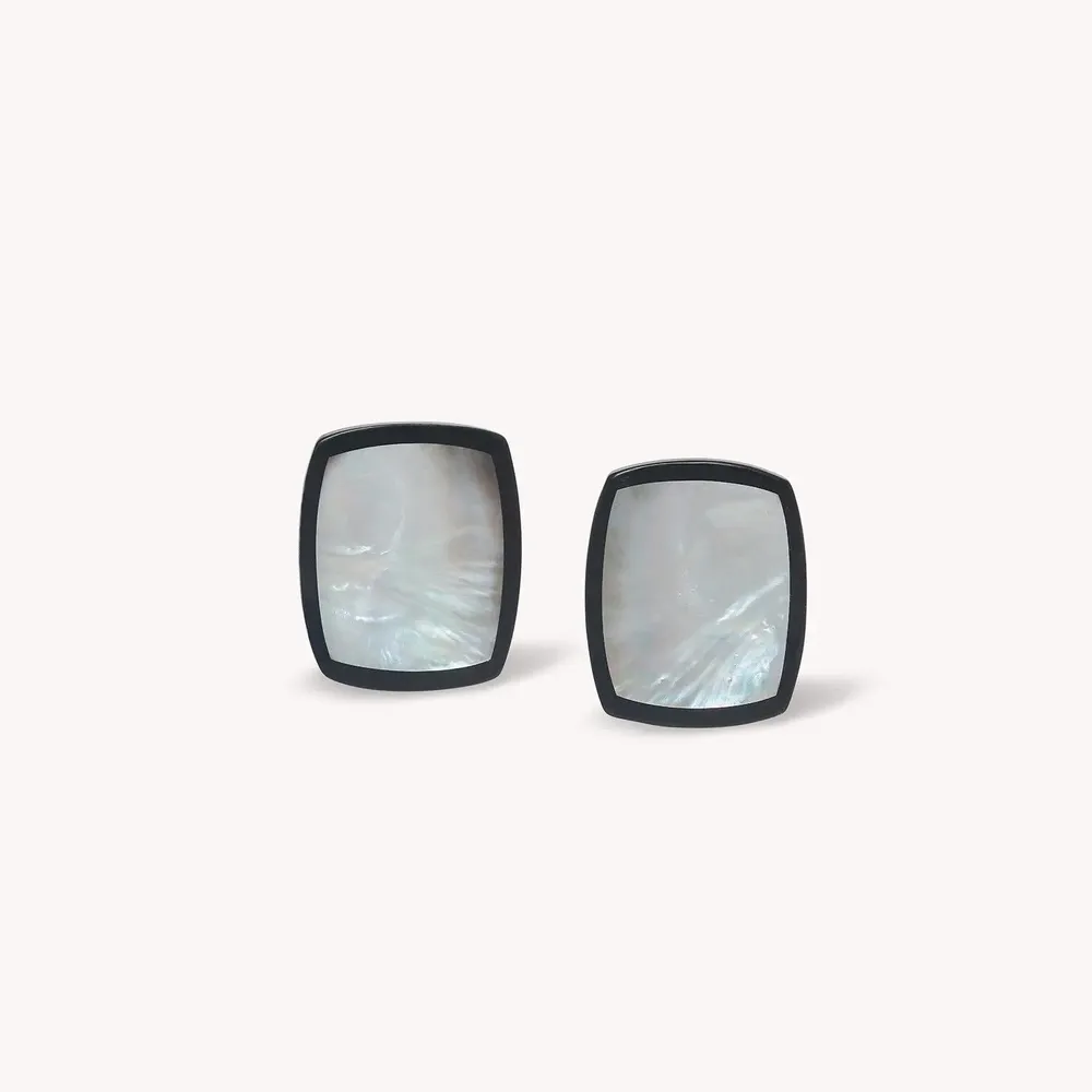 Jewelry - Black lip rectangle clip earrings - Calypso - NATURE BIJOUX
