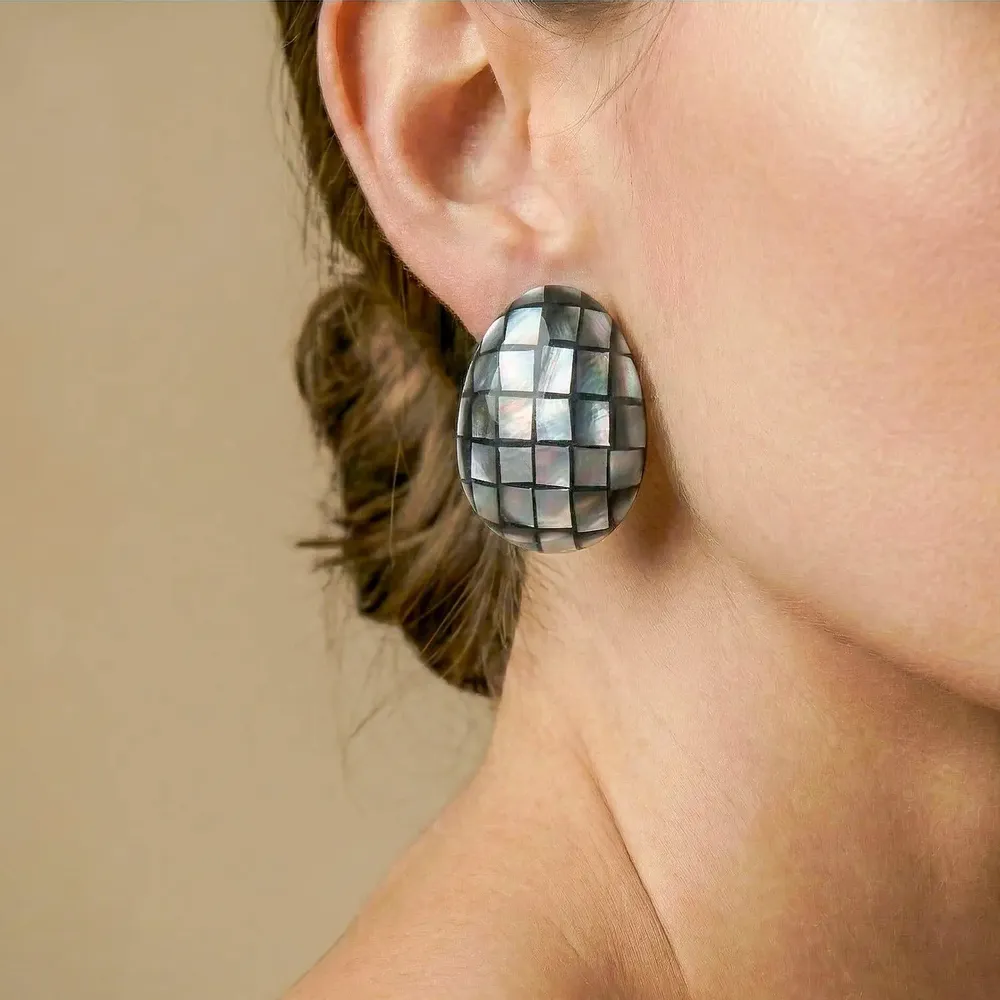 Jewelry - Simple studs clips earrings black lip - Rivoli - NATURE BIJOUX