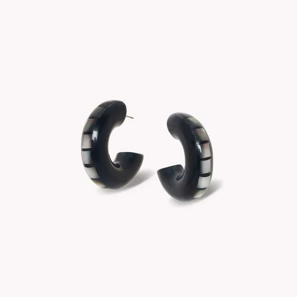 Jewelry - Black lip creoles earrings - Rivoli - NATURE BIJOUX
