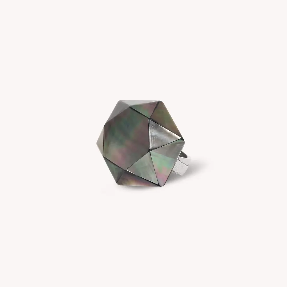 Jewelry - Adjustable ring faceted black lip - Vendome - NATURE BIJOUX