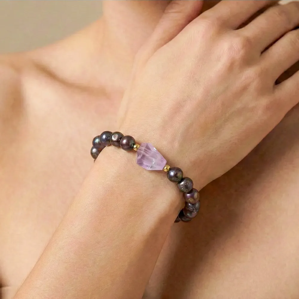 Jewelry - FWP stretch bracelet with raw amethyst - Belle De Nuit - NATURE BIJOUX