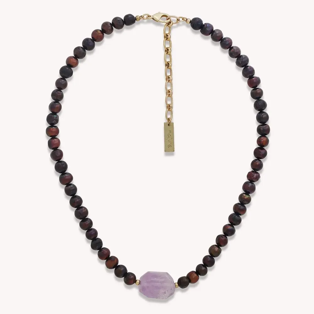 Bijoux - Collier court améthyste brute - Belle De Nuit - NATURE BIJOUX