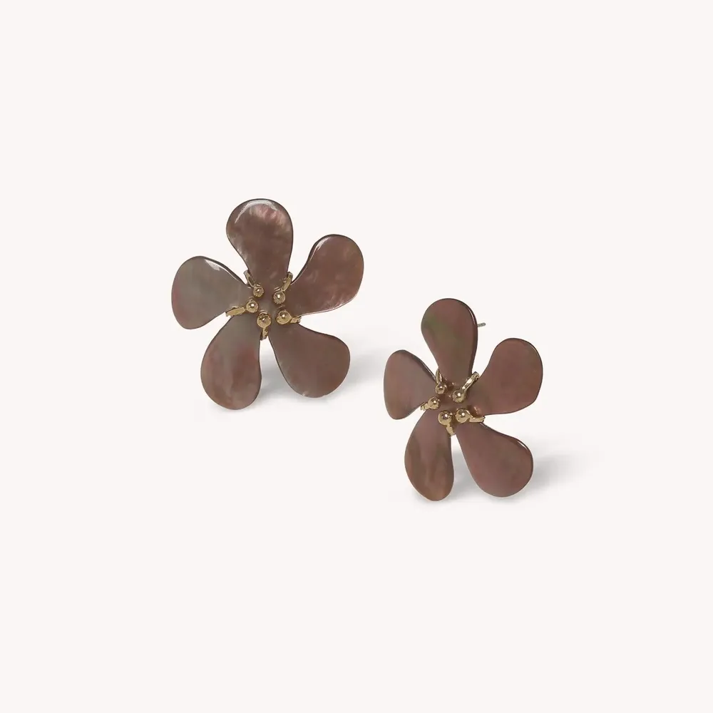 Jewelry - Brown lip big studs earrings - Belle De Nuit - NATURE BIJOUX