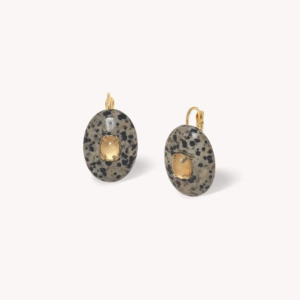 Jewelry - Oval french hook earrings with capiz inlay - Kinshasa - NATURE BIJOUX