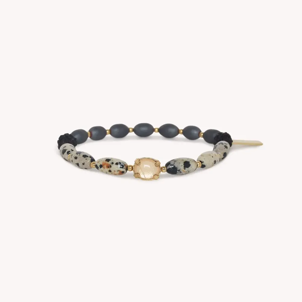 Jewelry - Thin stretch bracelet hematite & jasper - Kinshasa - NATURE BIJOUX