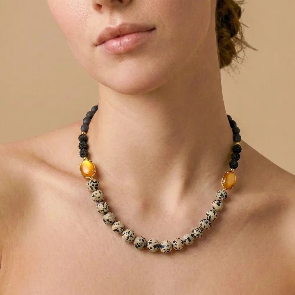 Jewelry - Short necklace with round jasper - Kinshasa - NATURE BIJOUX