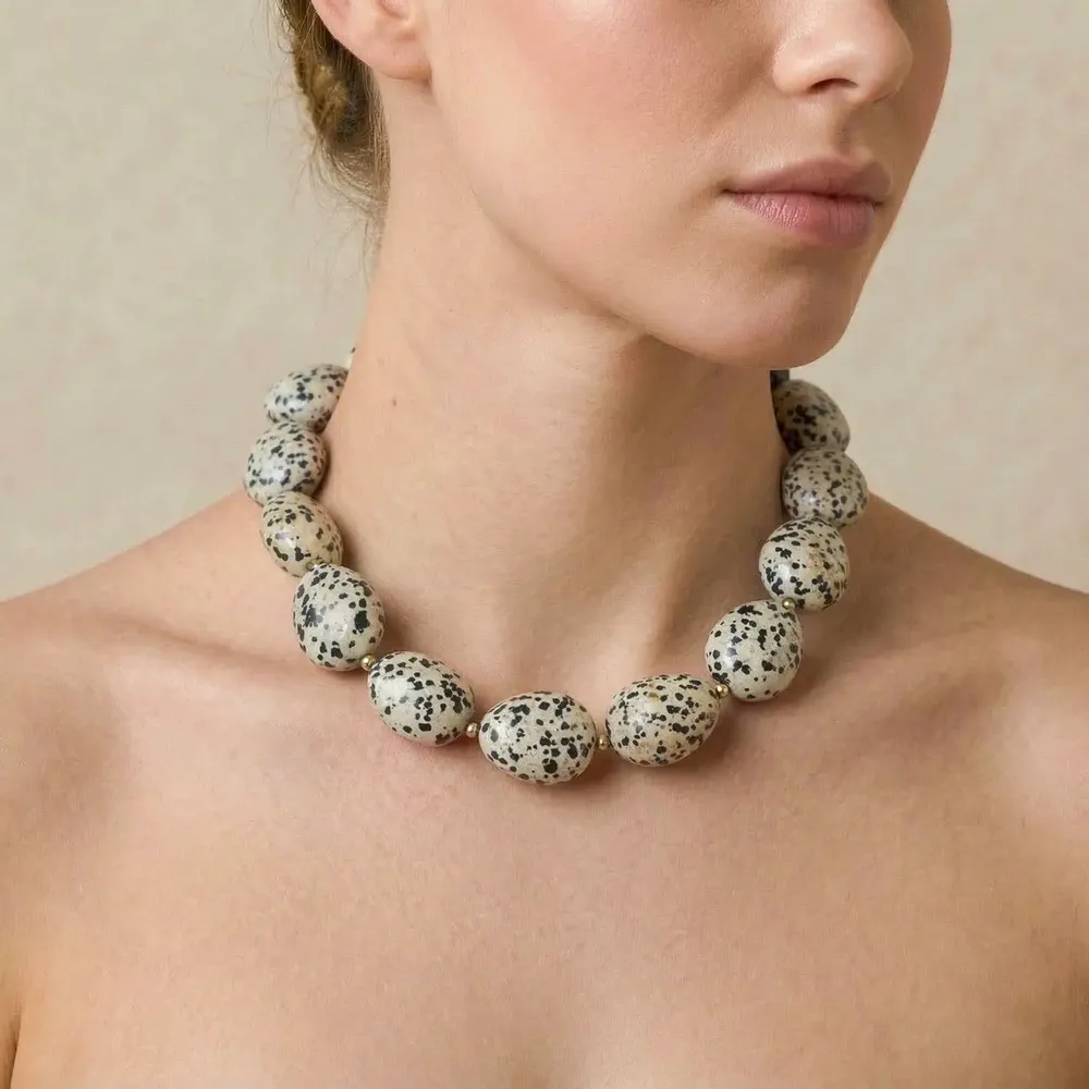 Jewelry - Plastron necklace with oval jasper - Kinshasa - NATURE BIJOUX