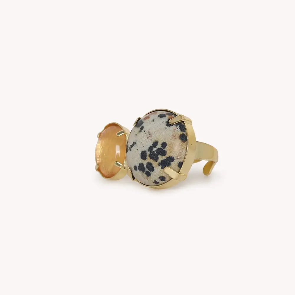 Jewelry - Jasper & capiz adjustable duo ring - Kinshasa - NATURE BIJOUX
