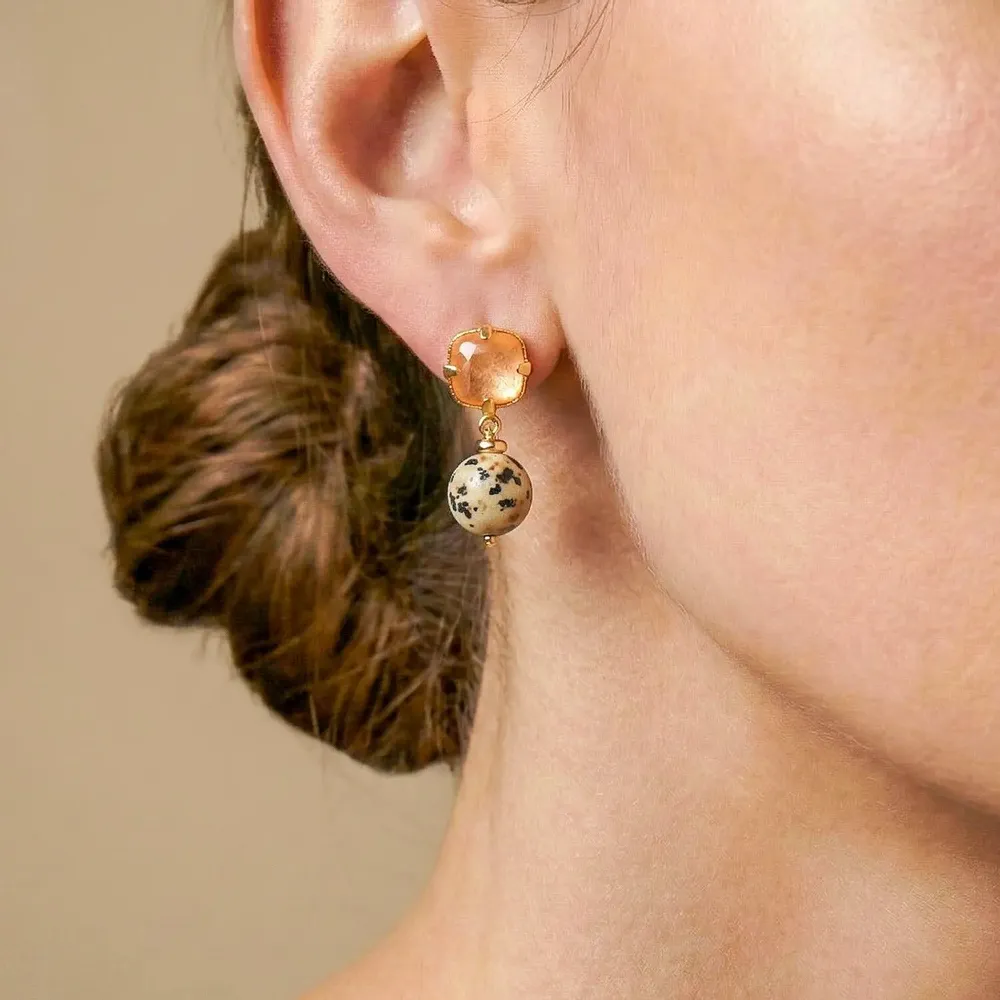 Jewelry - Small post earrings with jasper dangle - Kinshasa - NATURE BIJOUX