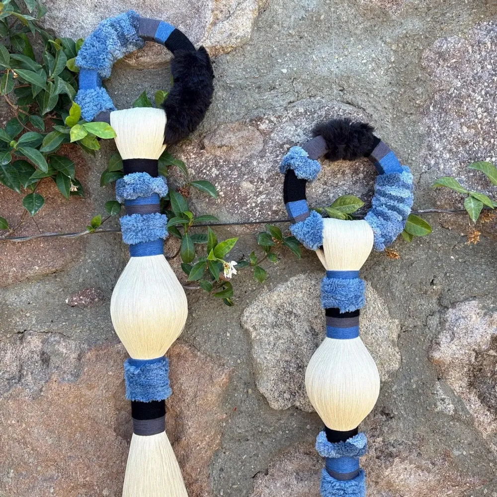 Other wall decoration - Marine Totems: Set of 2 Handmade Textured Macramé Wall Installations - SARMAL DESIGN
