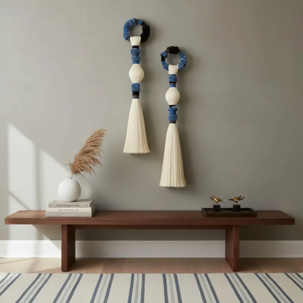 Other wall decoration - Marine Totems: Set of 2 Handmade Textured Macramé Wall Installations - SARMAL DESIGN