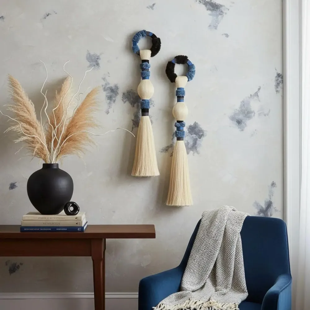 Other wall decoration - Marine Totems: Set of 2 Handmade Textured Macramé Wall Installations - SARMAL DESIGN
