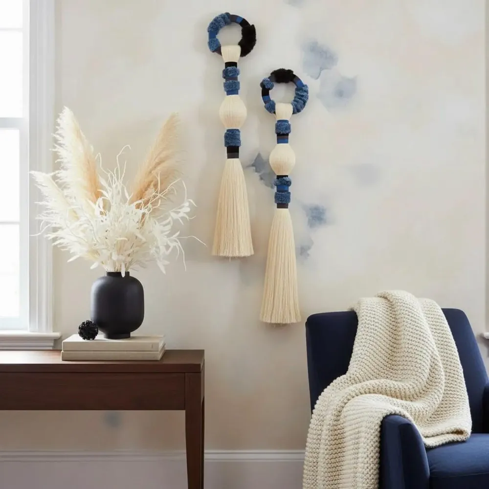Other wall decoration - Marine Totems: Set of 2 Handmade Textured Macramé Wall Installations - SARMAL DESIGN