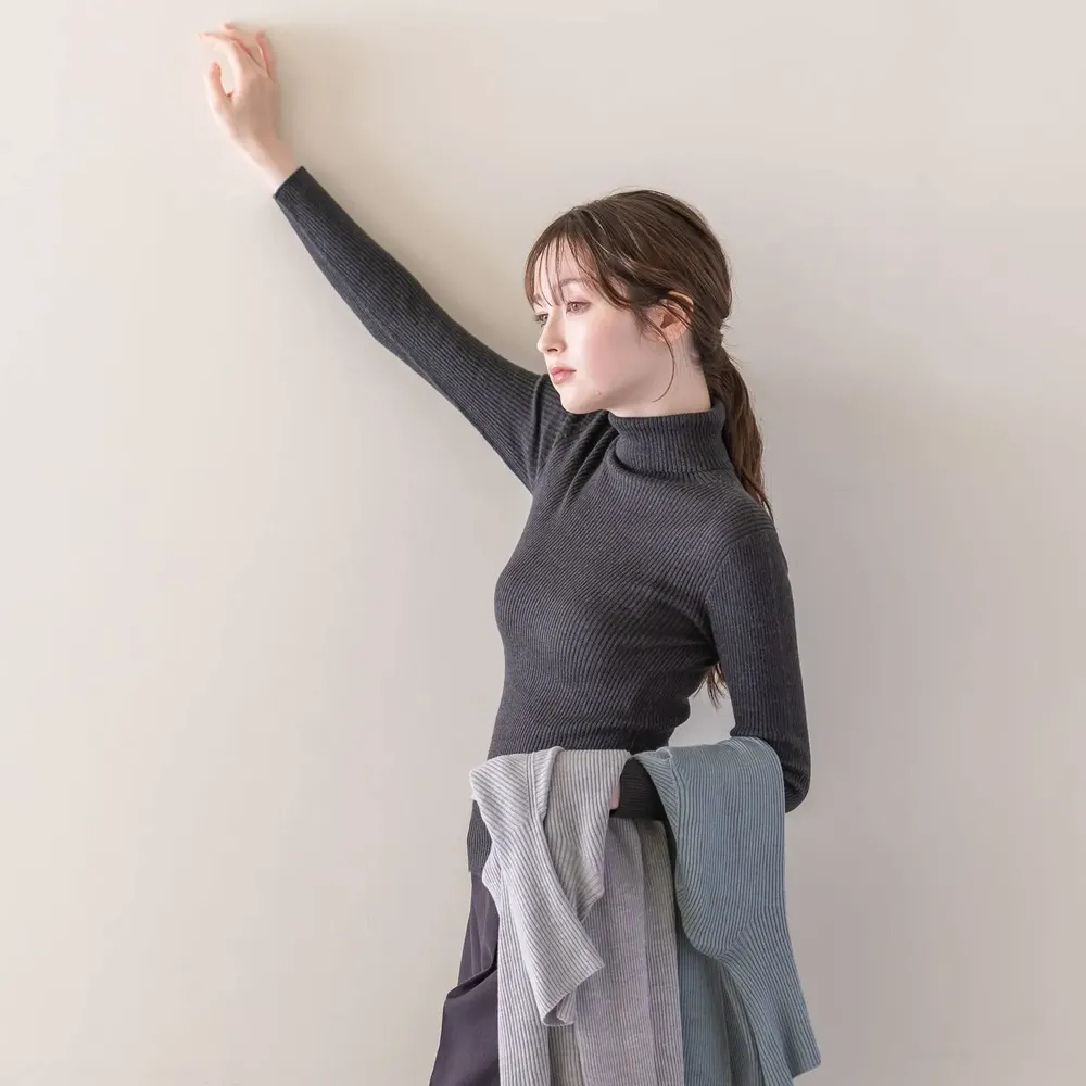 Apparel - Silk rib turtleneck sweater - KOHARU