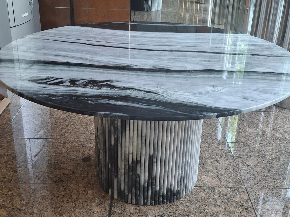 Tables de jardin - Table à manger - 150X150X75cm - Ocel - Marbre Panda - STONE VALLEY