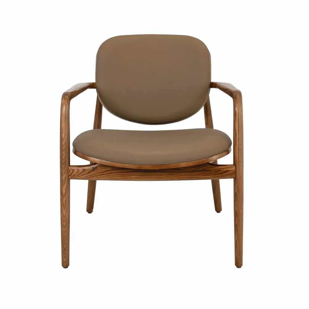 Armchairs - Taupe leatherette and walnut - ANGEL CERDÁ