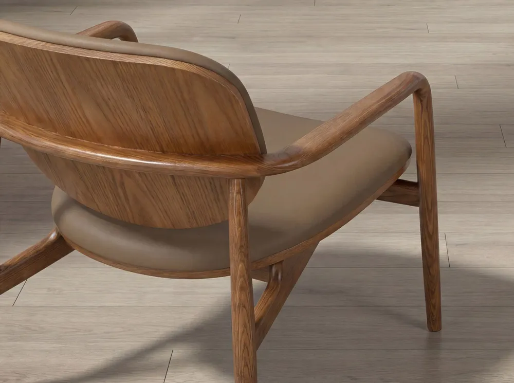 Armchairs - Taupe leatherette and walnut - ANGEL CERDÁ