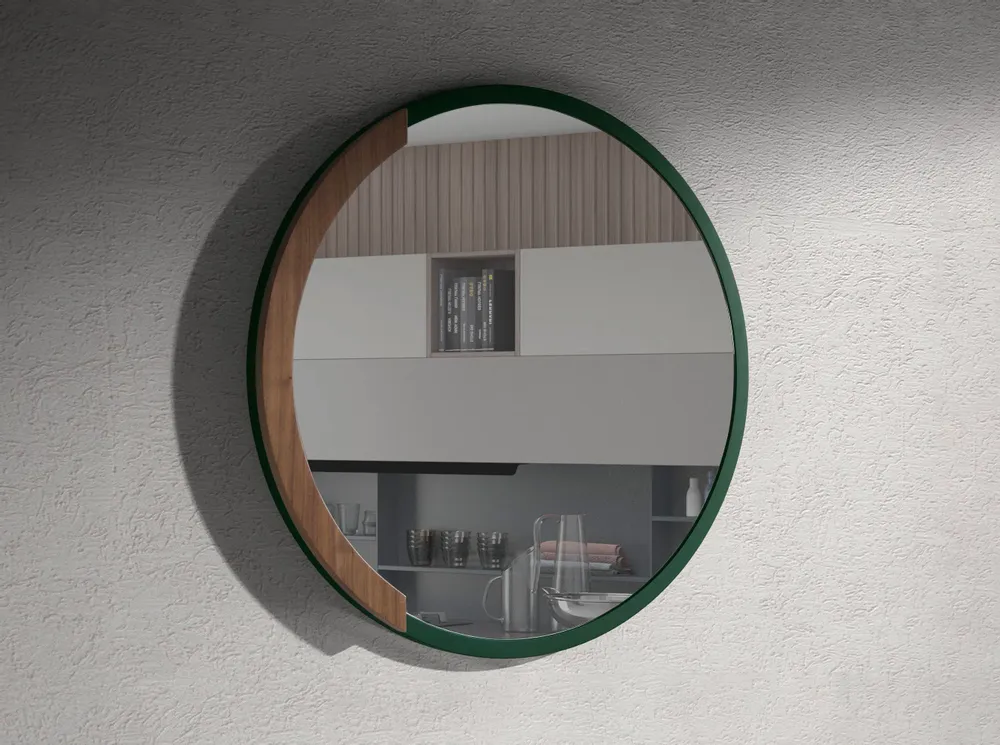 Mirrors - Round Green MDF wood wall mirror - ANGEL CERDÁ