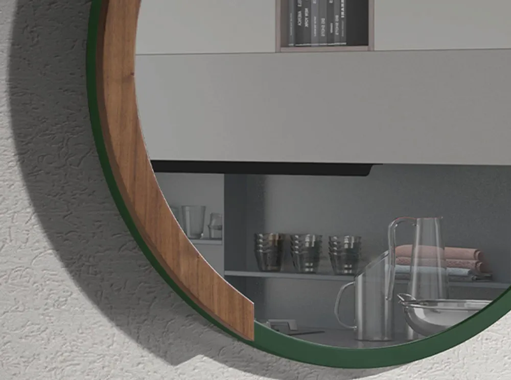 Mirrors - Round Green MDF wood wall mirror - ANGEL CERDÁ