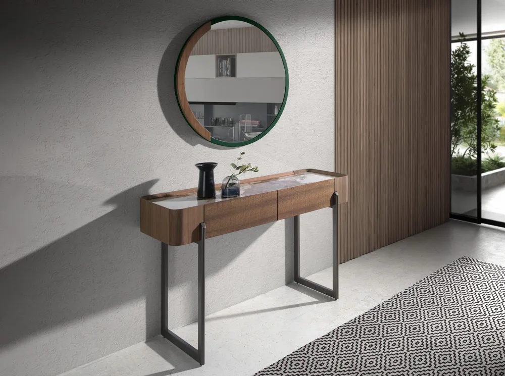 Mirrors - Round Green MDF wood wall mirror - ANGEL CERDÁ