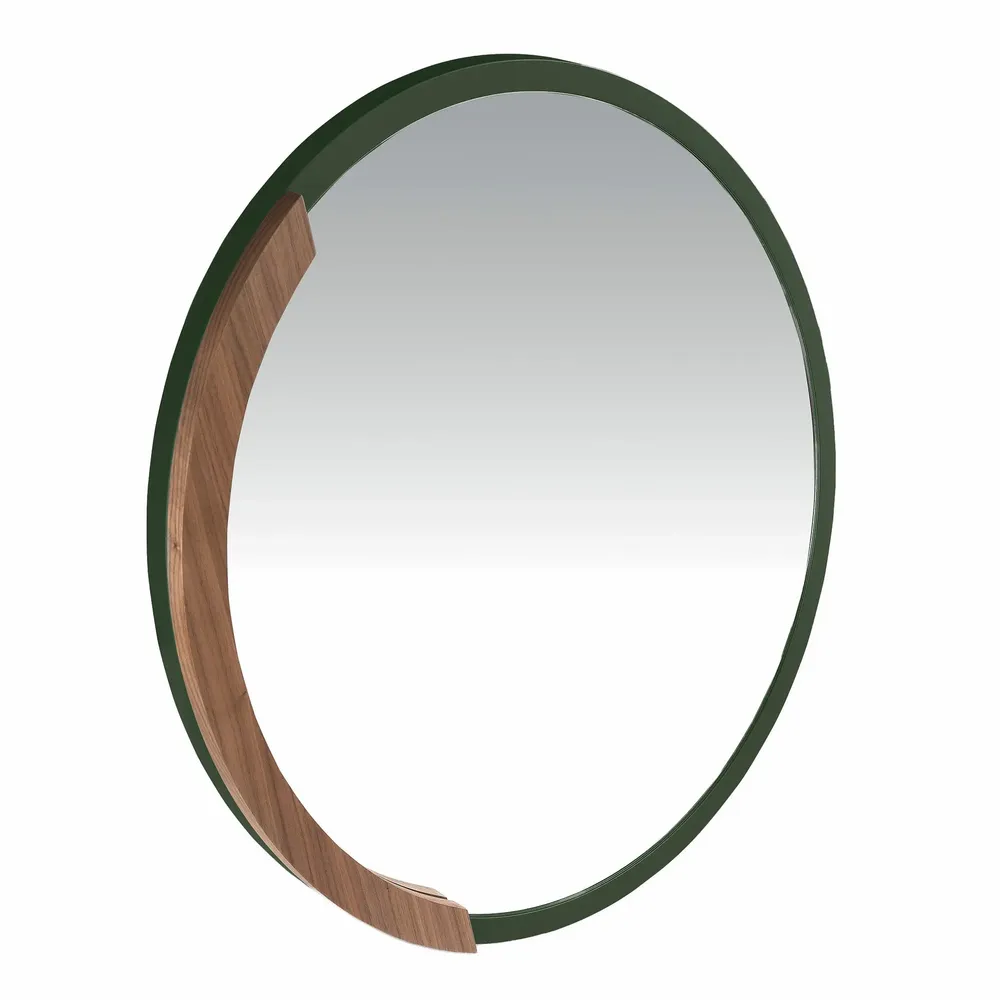 Mirrors - Round Green MDF wood wall mirror - ANGEL CERDÁ