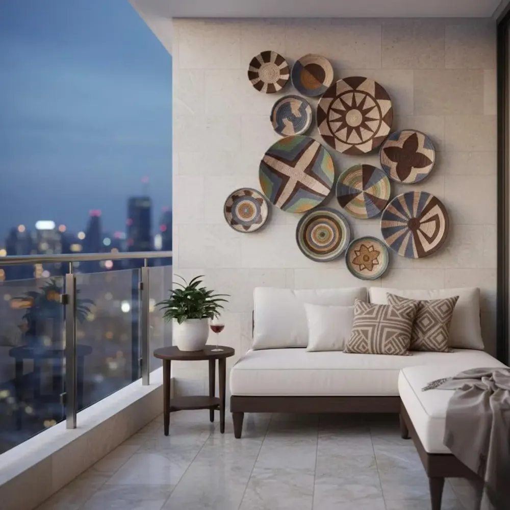Autres décorations murales - Earth & Sky : ensemble de 10 plaques murales tissées à la main - SARMAL DESIGN