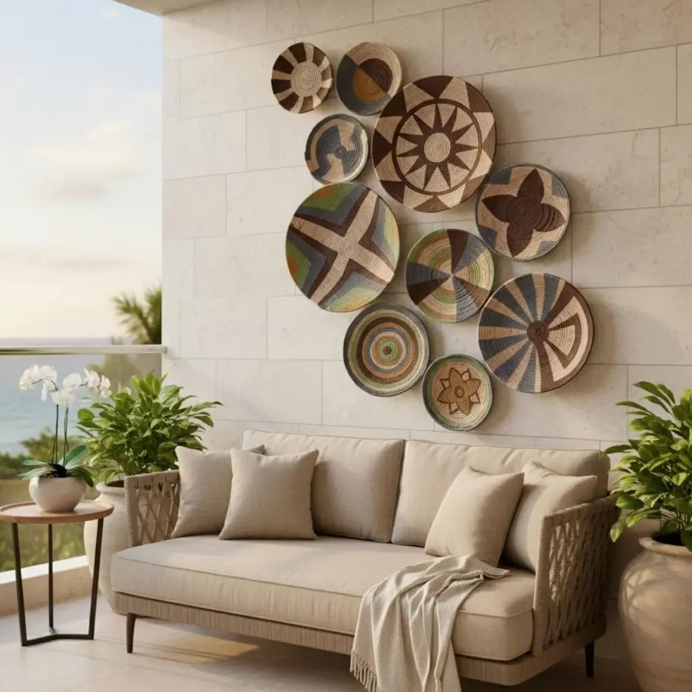 Autres décorations murales - Earth & Sky : ensemble de 10 plaques murales tissées à la main - SARMAL DESIGN