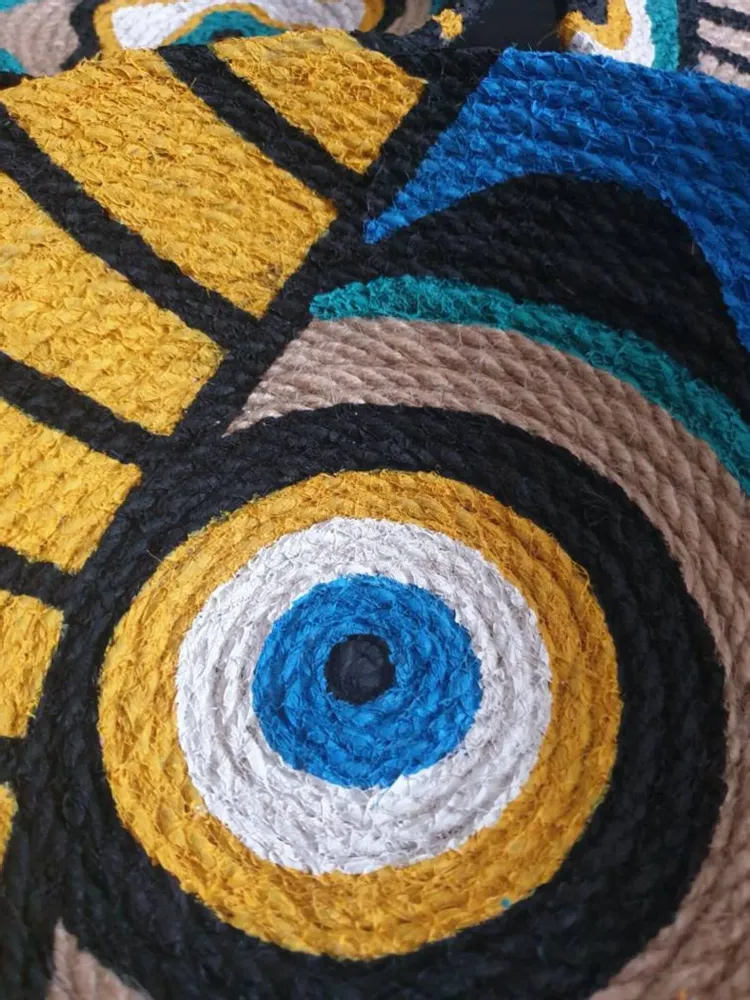 Autres décorations murales - Charme méditerranéen : ensemble de 5 assiettes murales en osier faites - SARMAL DESIGN