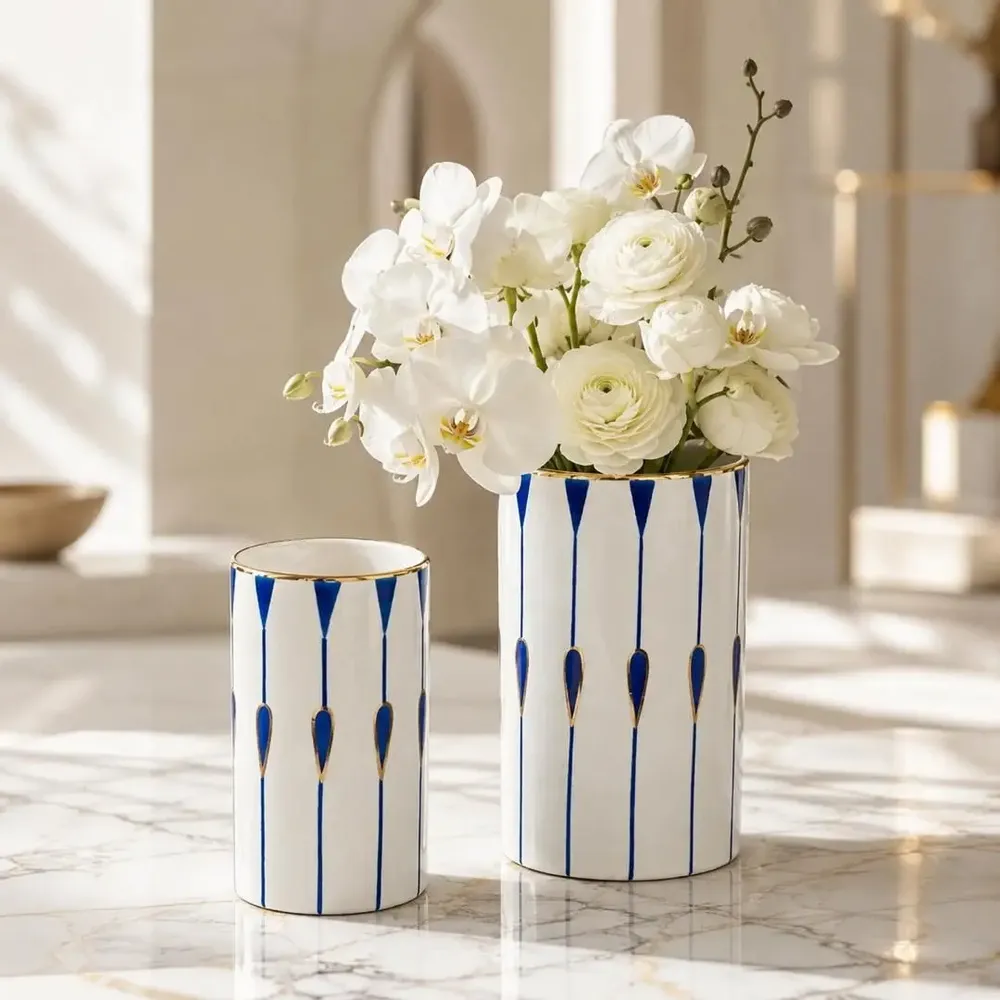 Decorative objects - Hand-Painted 24K Gold Ceramic Vase - DASTHAA