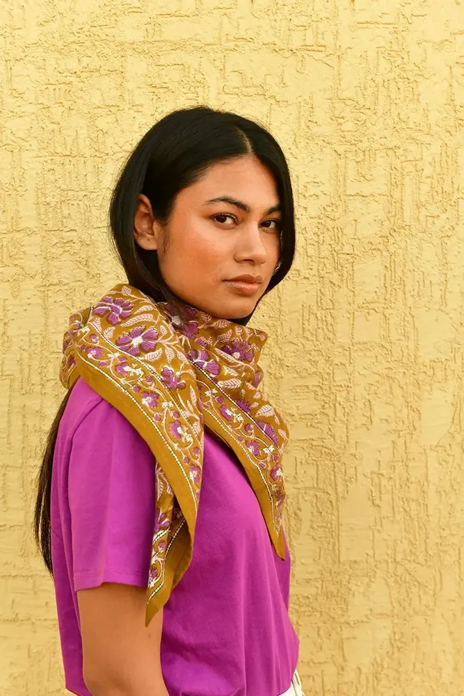 Scarves - Large hand printed Indian blockprint scarf - BYZANTINE
