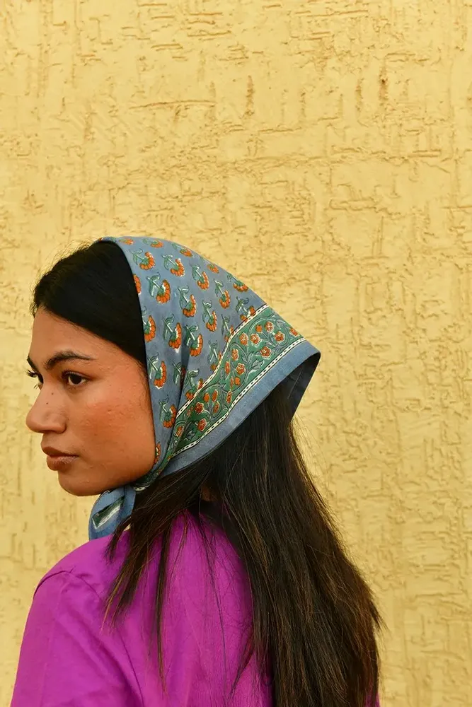 Scarves - Large hand printed Indian blockprint scarf - BYZANTINE