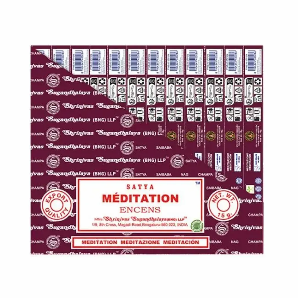 Parfums d'intérieur - Encens SATYA Meditation 15g - Boîte de 12 paquets - ARABESK