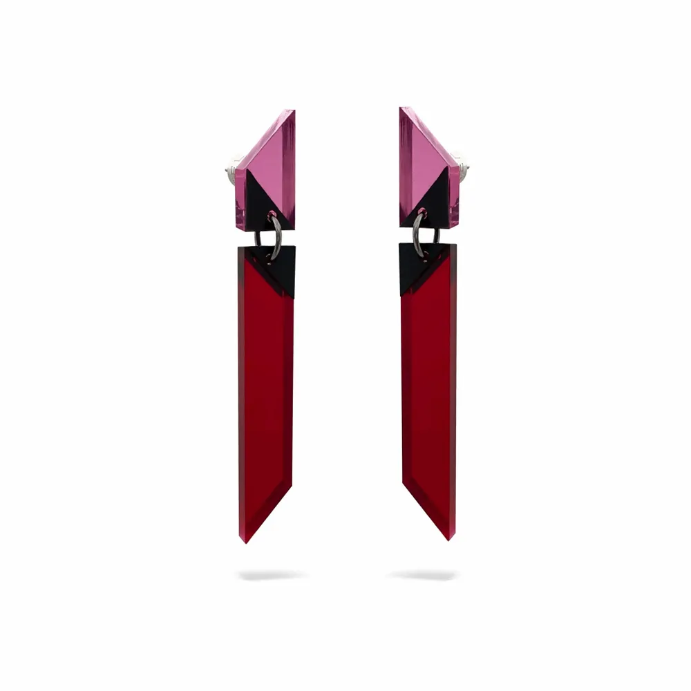 Bijoux - Boucles d'oreilles OBLIK L Rouge - TELLMEE