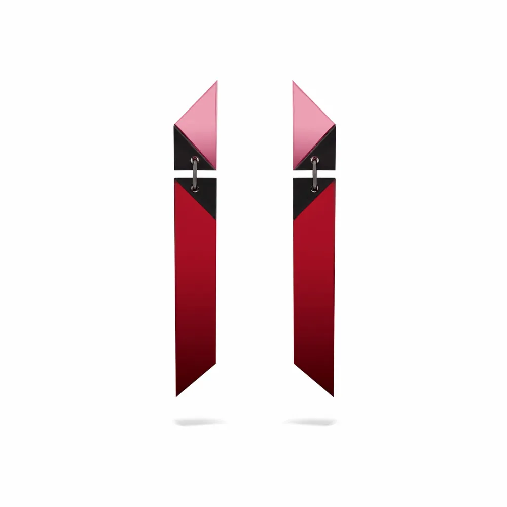 Bijoux - Boucles d'oreilles OBLIK L Rouge - TELLMEE