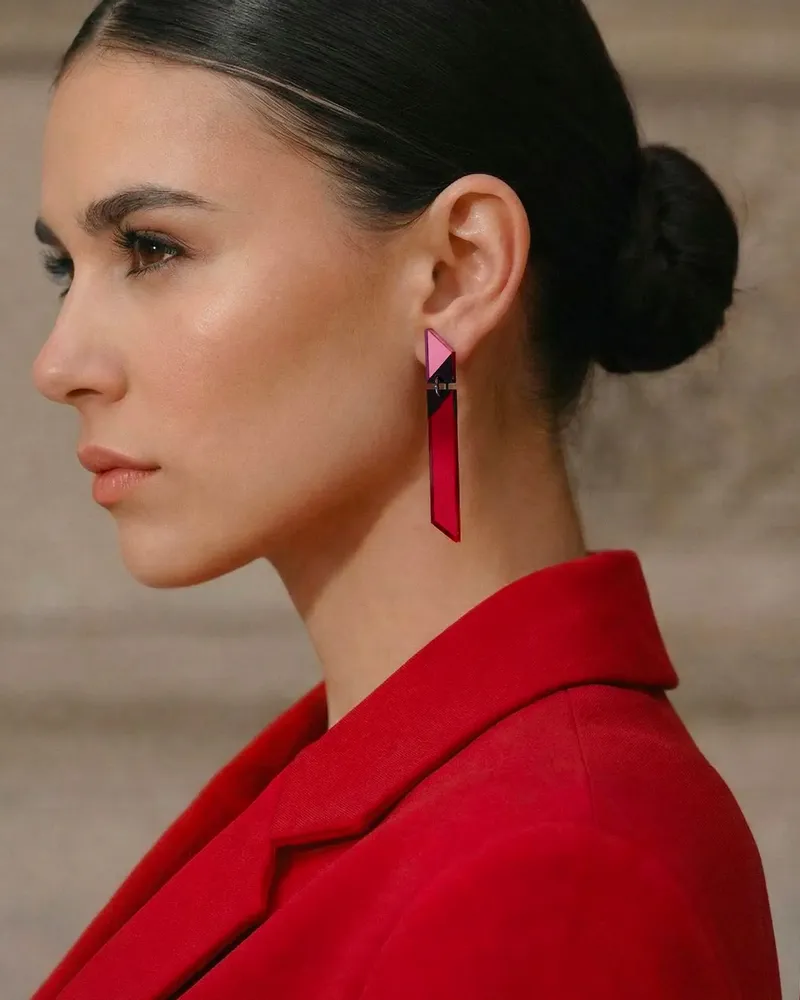 Bijoux - Boucles d'oreilles OBLIK L Rouge - TELLMEE