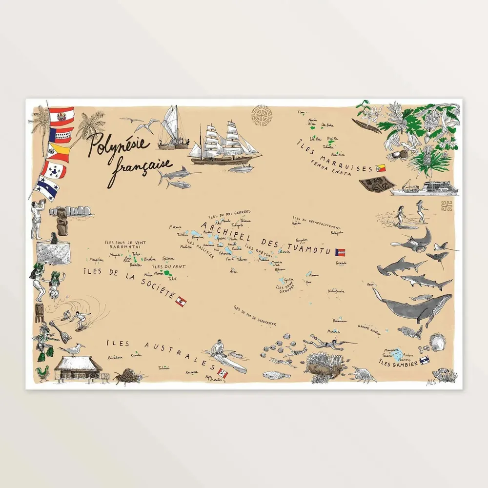 Poster - French Polynesia — Art print 60 × 40 cm - MARGUERITE LECOINTRE