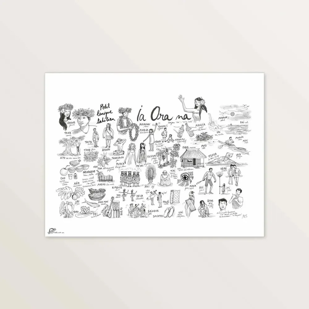 Poster - Tahitian glossary — Art print 40 × 30 cm - MARGUERITE LECOINTRE